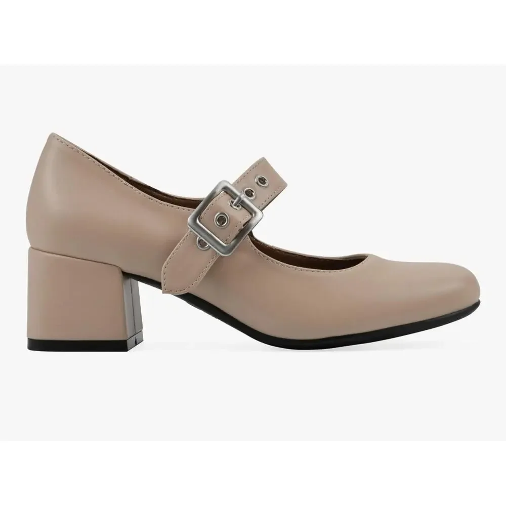 WHITE MOUNTAIN Women's Lasso Mary Jane Block Heel, Natural/Smooth, Size 7.5 - Picture 3 of 7